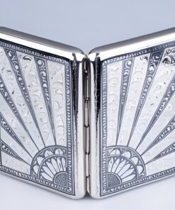 серебряный портсигар лучи