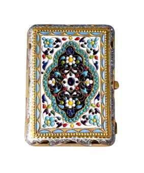 Серебряный портсигар с эмалью