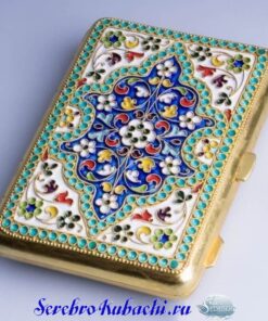 серебряный эмалевый портсигар