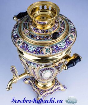 эксклюзивный серебряный самовар с эмалью