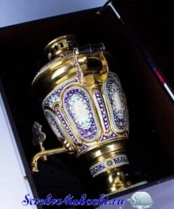 эксклюзивный серебряный самовар с эмалью