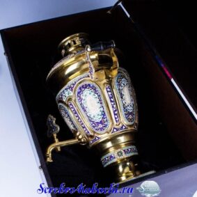 эксклюзивный серебряный самовар с эмалью