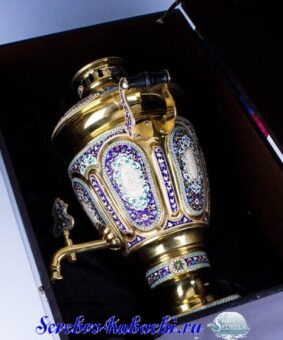 эксклюзивный серебряный самовар с эмалью