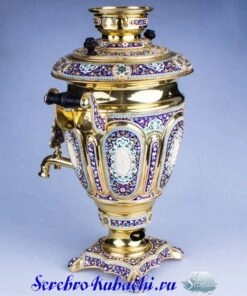 эксклюзивный серебряный самовар с эмалью