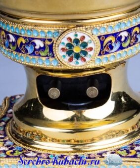 эксклюзивный серебряный самовар с эмалью