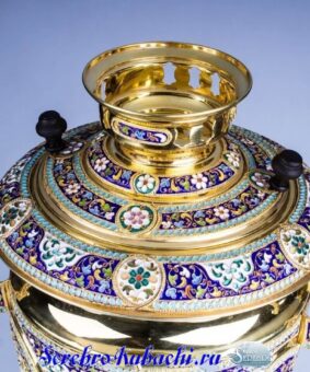 эксклюзивный серебряный самовар с эмалью