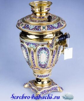 эксклюзивный серебряный самовар с эмалью
