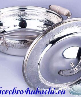 серебряная тюрина блюдо для горячего