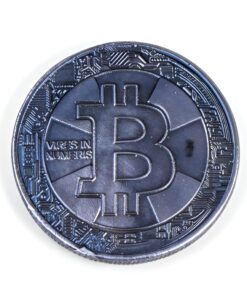 сувенирная серебряная монета биткоин