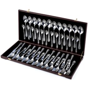 Кубачинское серебро купить 925-875° - столовые приборы, посуда | Магазин серебра Кубачи 9 столовые приборы на 12 персон