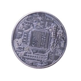 Сувенирная серебряная монета «Биткоин»