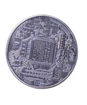Сувенирная серебряная монета «Биткоин»