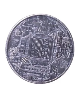 Сувенирная серебряная монета «Биткоин»