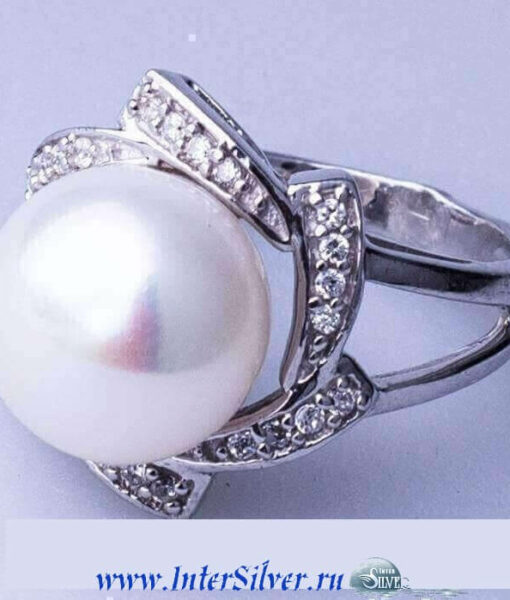 кольцо серебряное с жемчугом
